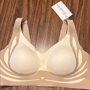 Tan/Cream Supportive Lightly Padded Bra with Elegant Accents